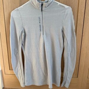 Horse Pilot Light Gray Half-Zip Performance Top